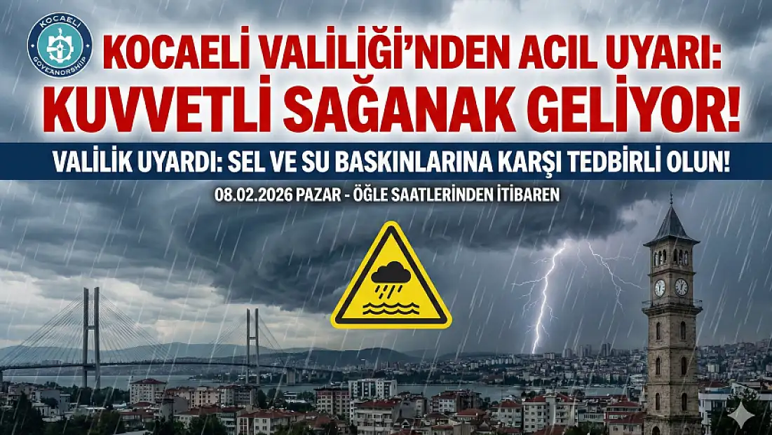 Kocaeli Valiliği'nden Kocaeli geneli içinAcil Uyarı: