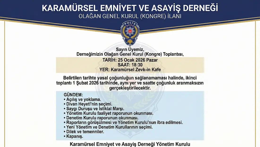 OLAĞAN GENEL KURUL (KONGRE) İLANI