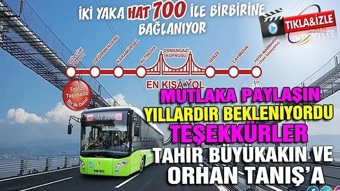 Bu hat Kocaeli'nin iki yakasını birleştirecek 