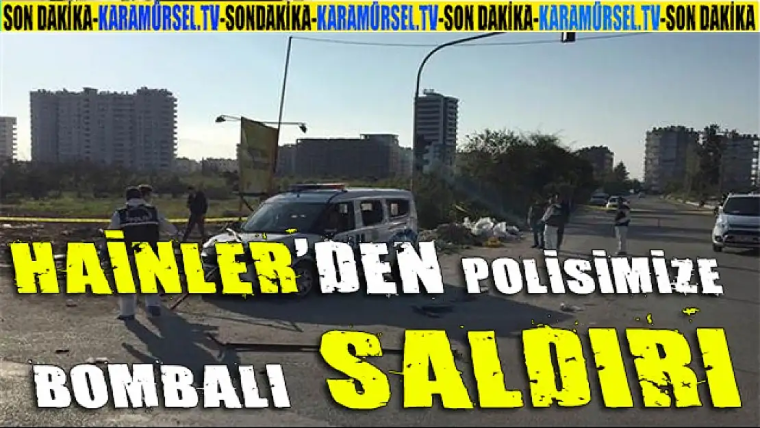 Polis arabasına patlayıcı madde atıldı.. Yaralılar var..