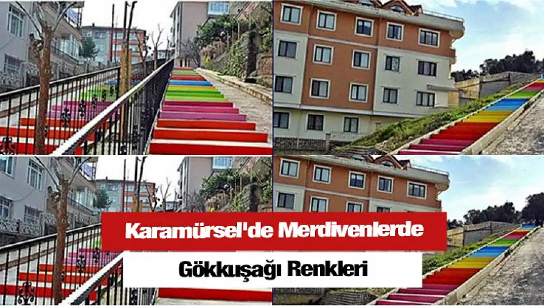 Karamürsel'de Merdivenlerde Gökkuşağı Renkleri