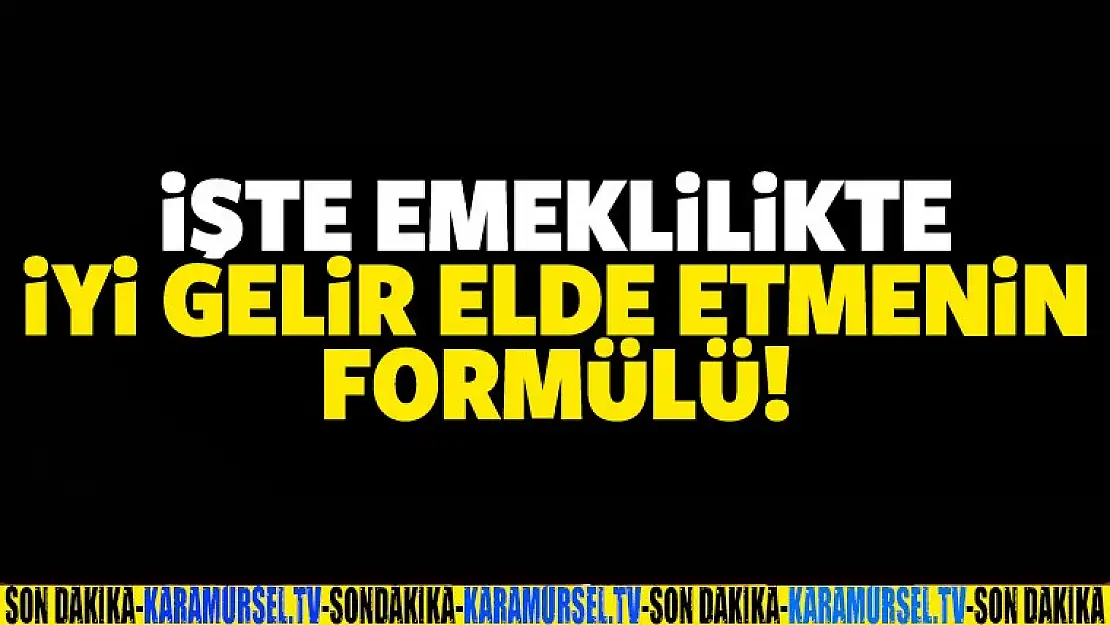 Emeklilikte iyi gelirin formülü