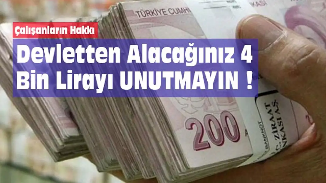 Devletten Alacağınız 4 Bin Lirayı Unutmayın