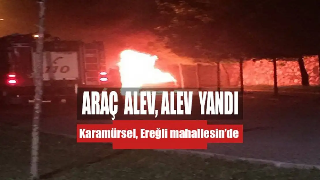 Ereğli'de bir araç, tamamen yandı