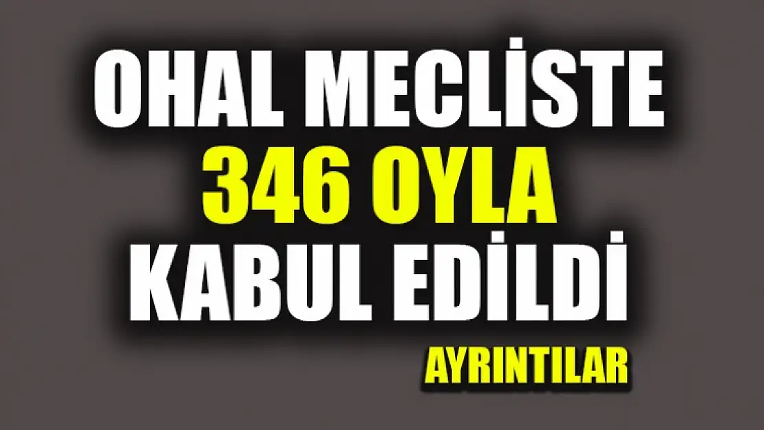 OHAL MECLİSTE 346 OYLA KABUL EDİLDİ