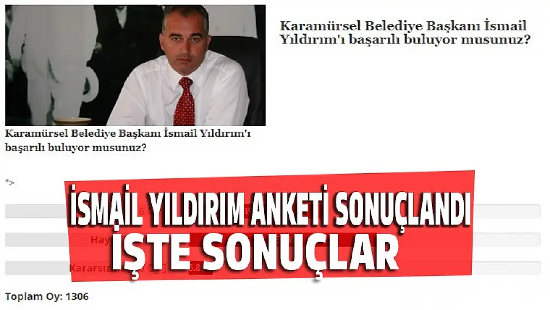 İsmail Yıldırım anketi sona erdi