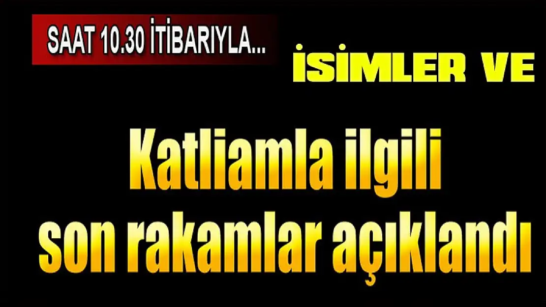 Ölü sayısı ve İsimler Belli Oldu Başbakanlık Koordinasyon Merkezi, saat 10.30 itibarıyla katliama ilişkin son bilgileri paylaştı: