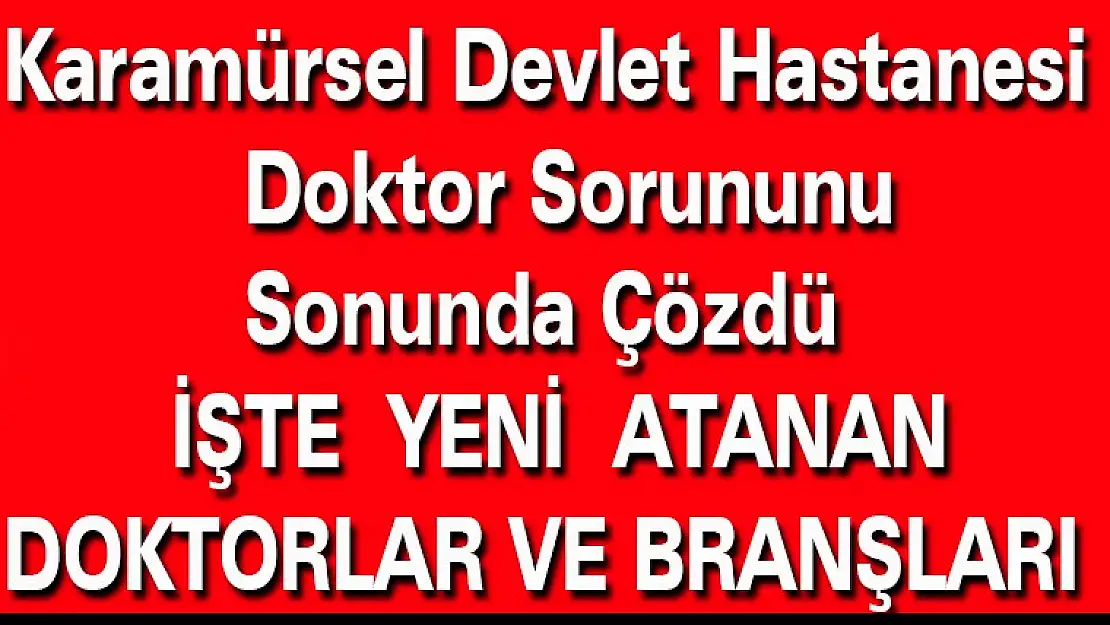 Karamürsel Devlet Hastanesi Doktor Sorununu Sonunda Çözdü