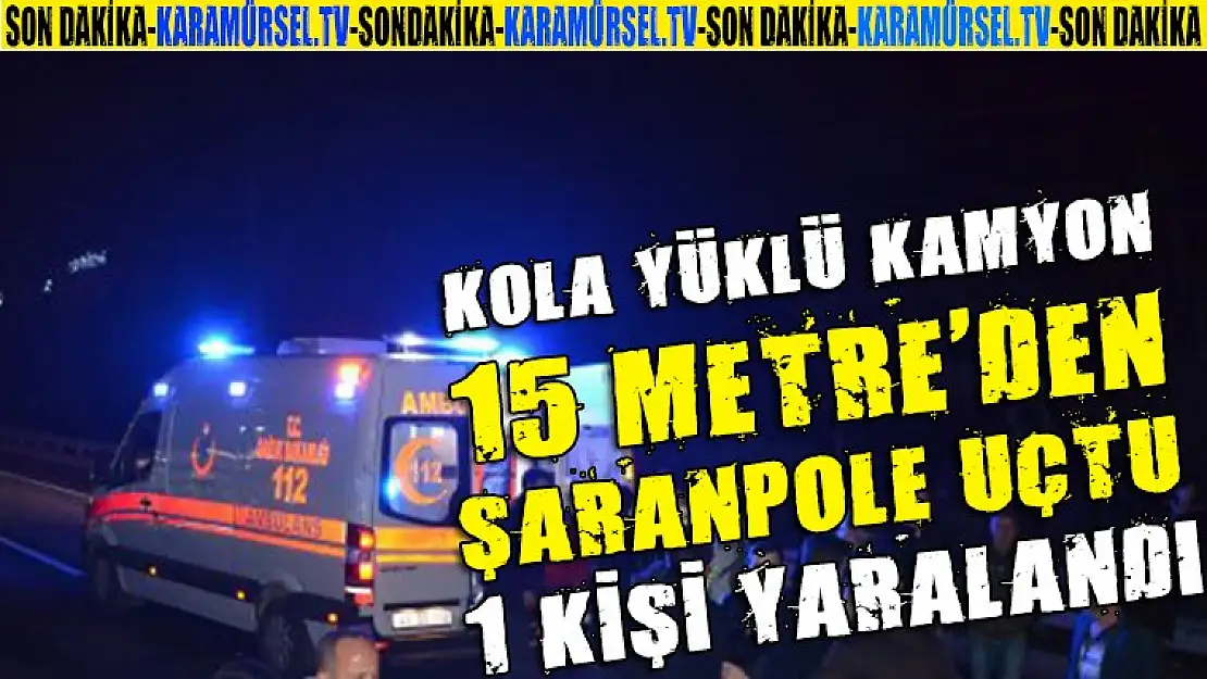 Kola kamyonu şaranpole devrildi 1 Kişi yaralandı