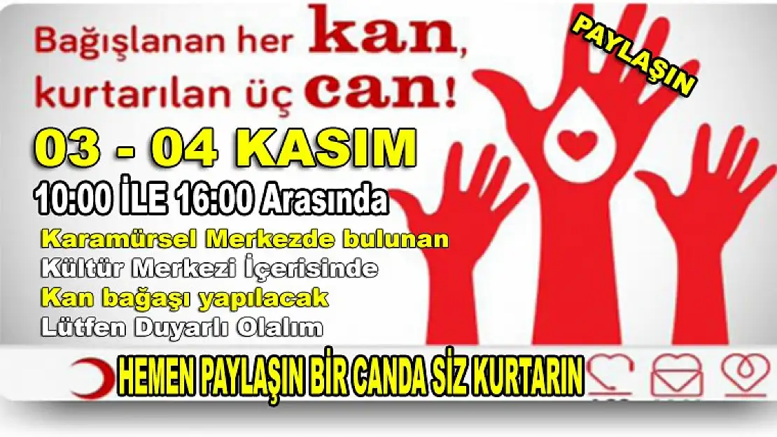 Karamürsel'de Kan Bağışı Kampanyası Paylaşın Hayat Kurtarın