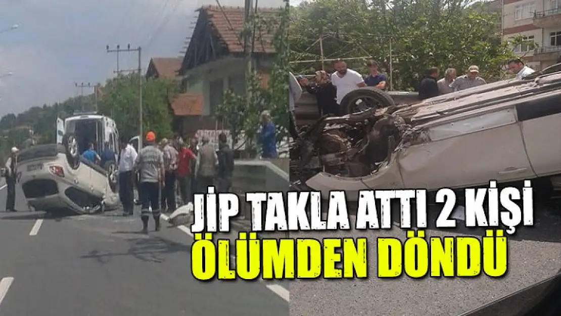 Jip takla attı 2 kişi ölümden döndü!