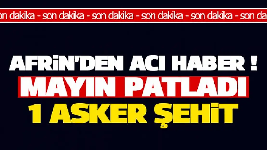 Afrin'den acı haber ! Mayın patladı 1 Asker Şehit