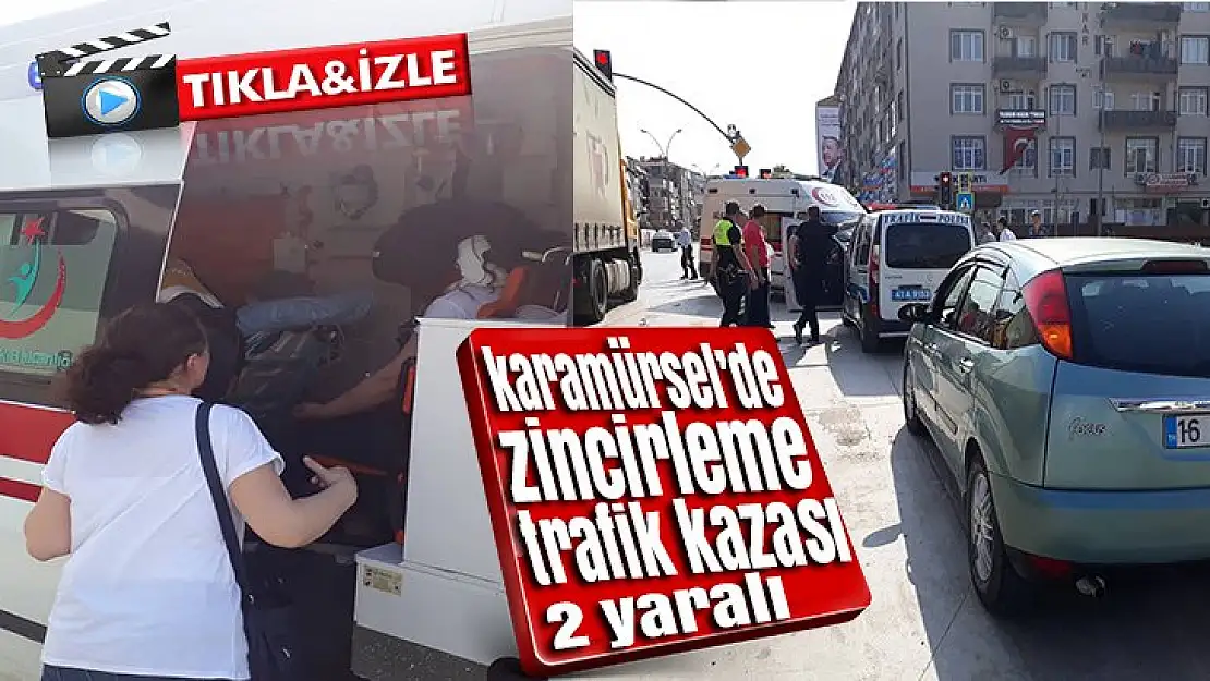 Karamürsel merkez ışıklarda zincirleme kaza 2 yaralı