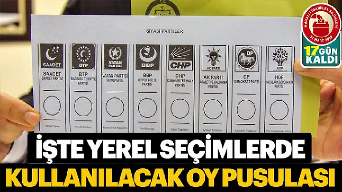 İşte 31 Mart'ta kullanılacak oy pusulası