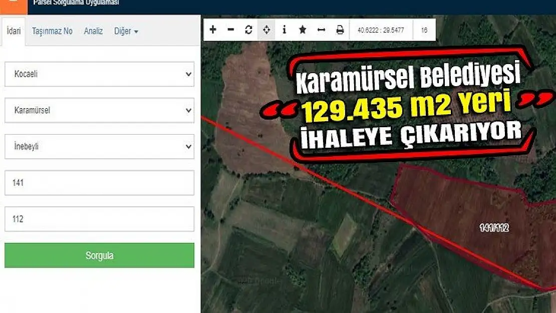 Karamürsel Belediyesi 124.435 m2 yerini ihaleye çıkarıyor