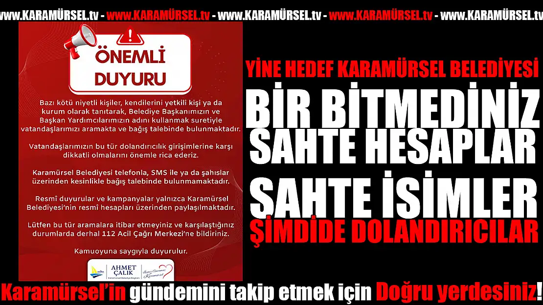 Karamürsel Belediyesi'nden Vatandaşlara Uyarı!