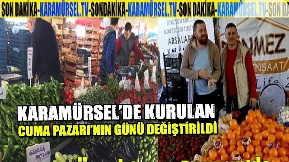 Karamürsel ilhan Çınar alanında kurulan Cuma pazarının günü değişti