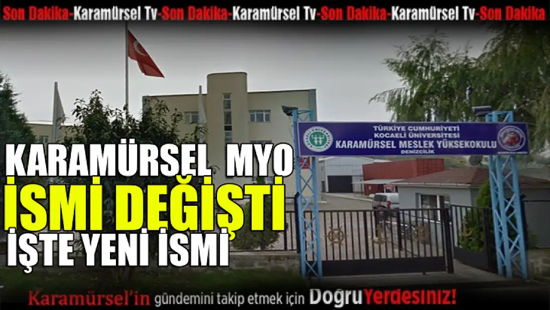 Karamürsel MYO ismi değişti