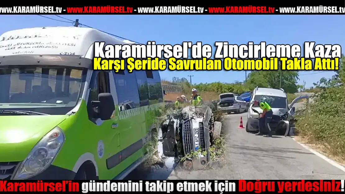 Karşı Şeride Savrulan Otomobil Takla Attı!