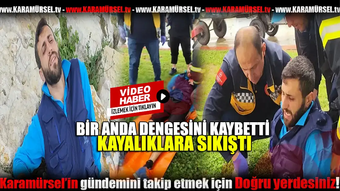 Kayalıklara sıkışan genç kurtarıldı