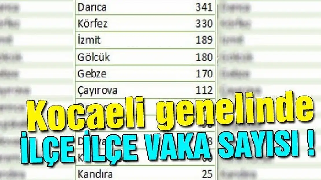 Kocaeli genelinde ilçe ilçe vaka sayısı!