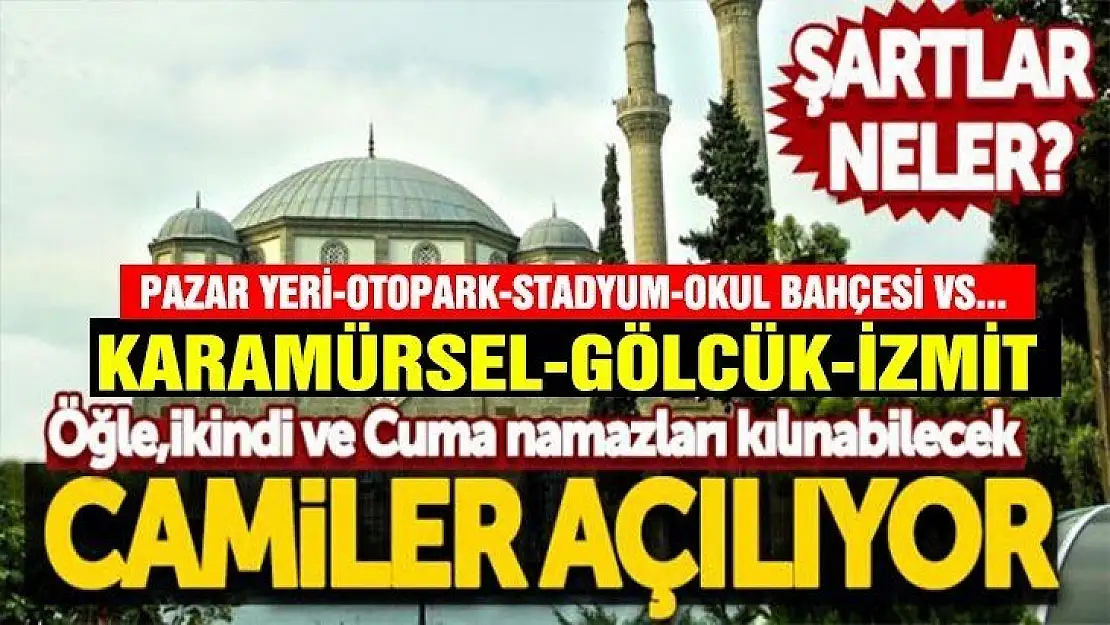 Kocaeli genelin'de namaz kılınacak camiler ve açık alanlar