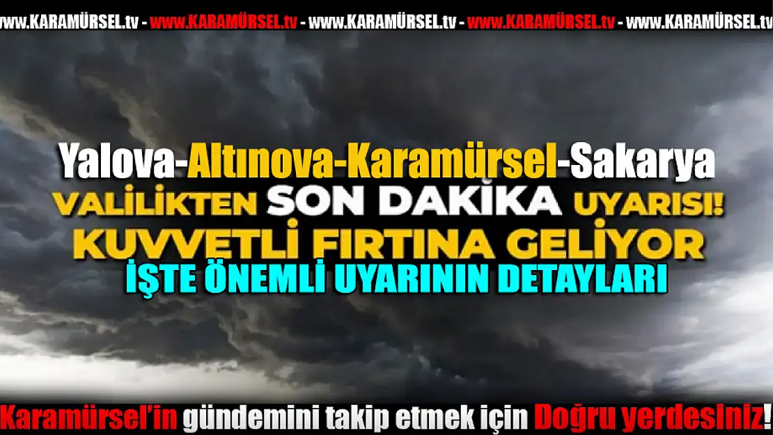 Kocaeli Valiliği'nden Kritik Uyarı: Yarın Öğleden Sonra Kuvvetli