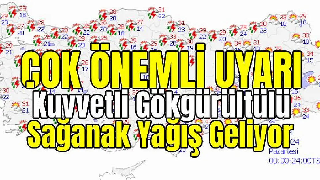 Pazartesi Günü Kocaeli genelinde Kuvvetli Yağış Bekleniyor