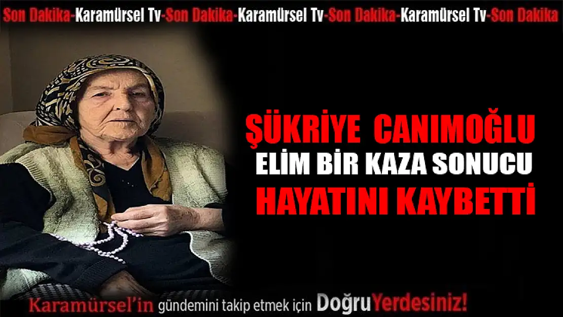 Şükriye Canımoğlu elim bir kaza sonrası hayatını kaybetti