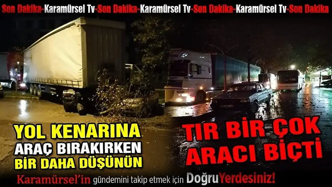 Yoldan çıkan tır araçları biçti!