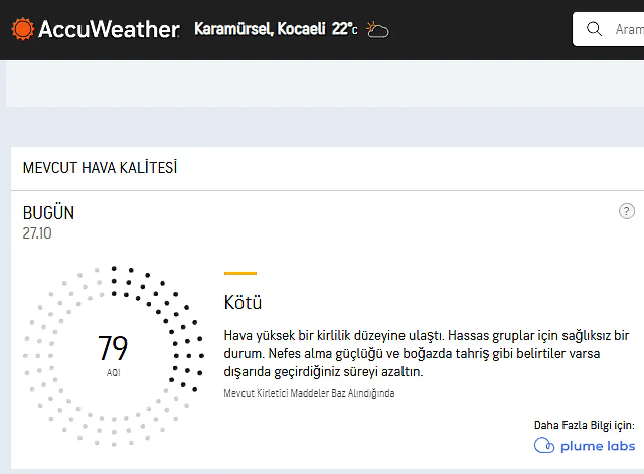 Kocaeli genelinde Hava Kalitesi 'KÖTÜ' Seviyede!