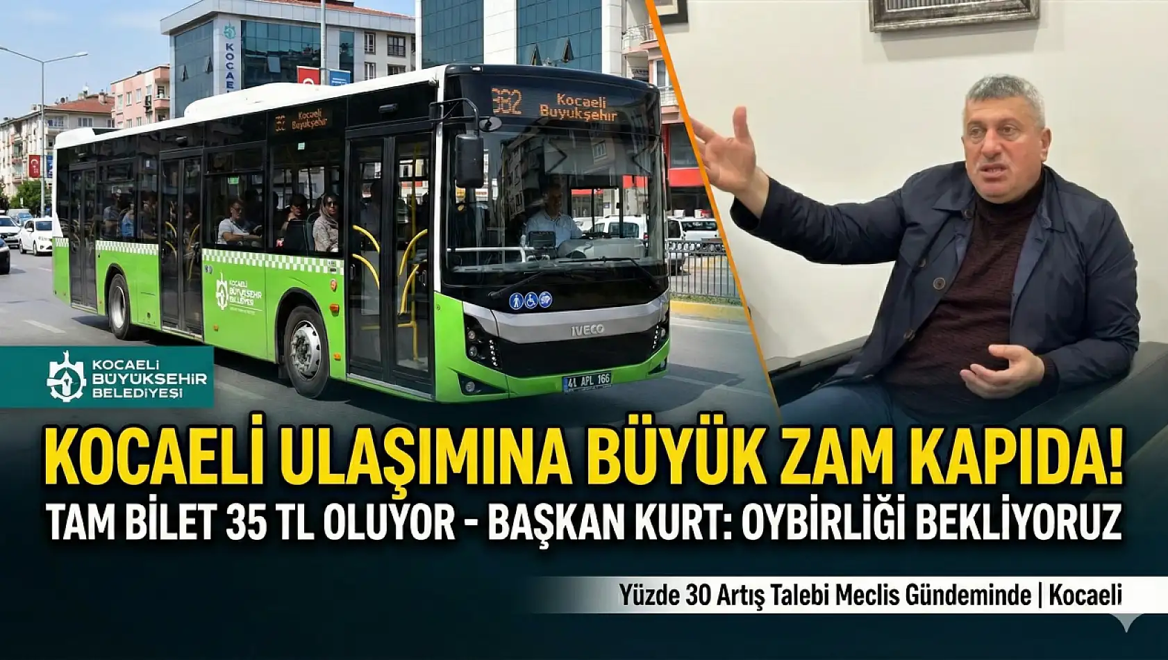 ​Kocaeli'de Ulaşıma Yüzde 30 Zam Yolda