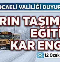 Kocaeli Valiliği Kar tatilini Duyurdu!