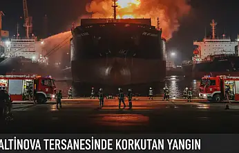Altınova'da bir tersanede bakıma gelen gemide yangın çıktı