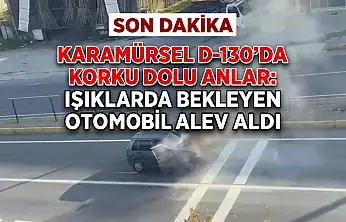 Işıklarda Bekleyen Otomobil Alev Aldı