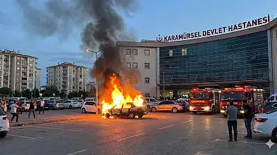 Devlet Hastanesi Otoparkında Yangın Paniği!