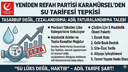 Yeniden Refah Partisi'nden Kademeli Su Tarifesi Tepkisi