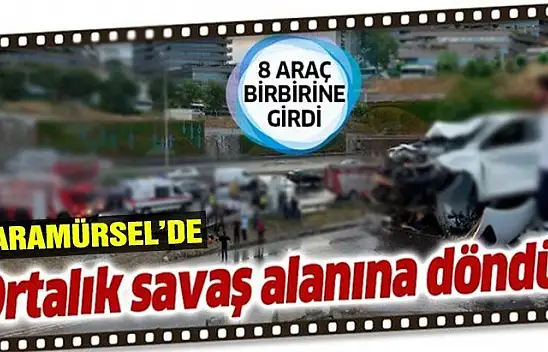 8 aracın karıştığı zincirleme trafik kazasında ortalık savaş alanına döndü