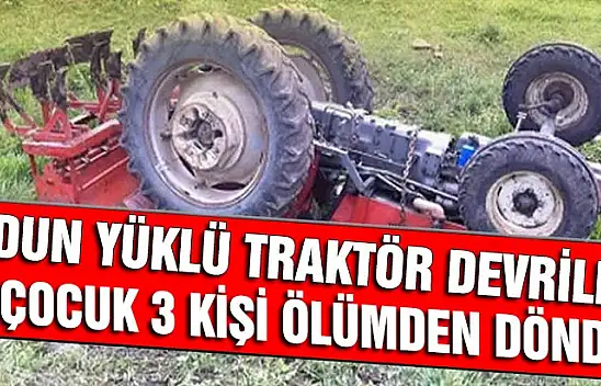 Karamürsel'de traktör devrildi 3 kişi ölümden döndü