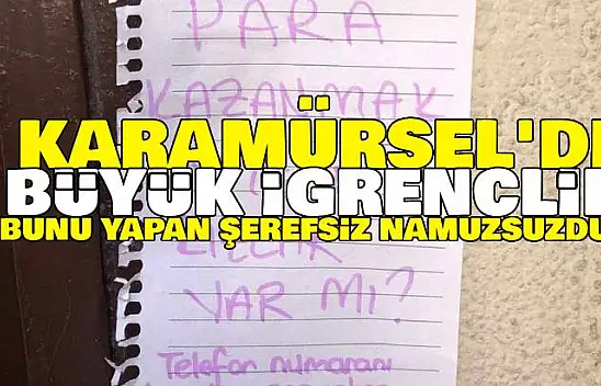 Karamürsel'de Ahlaksız Notlar Tepki Çekti