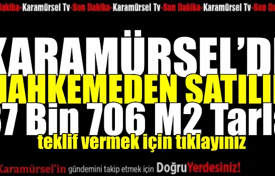 Karamürsel'de mahkemeden satılık 37 bin 706 m2 tarla