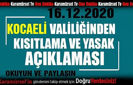 Kocaeli Valiliğinden yeni corona genelgesi!