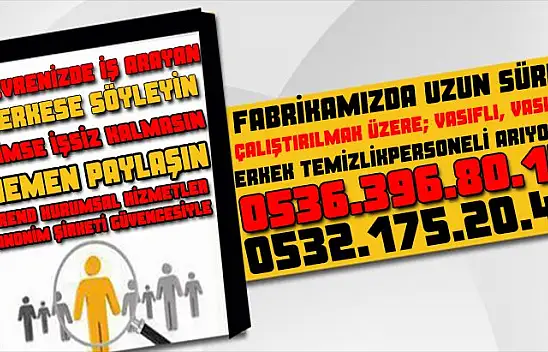 KURUMSAL FABRİKADA ÇALIŞTIRILMAK ÜZERE İŞÇİ ALINACAK