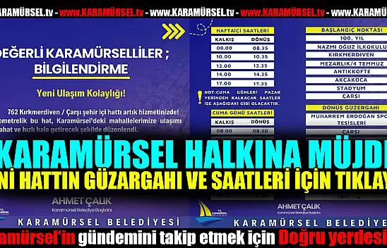 Yeni şehir içi hattının güzergahı ve saatleri yayınlandı