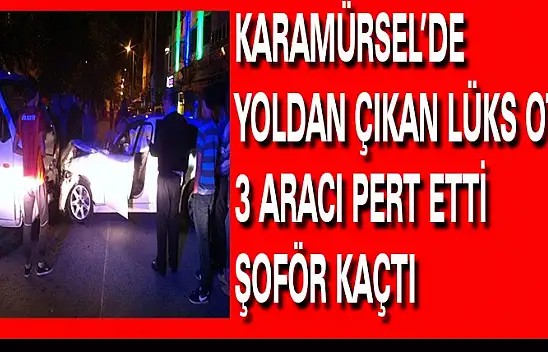 Karamürsel'de yoldan çıkan lüks otomobil üç aracı pert etti şoför kaçtı