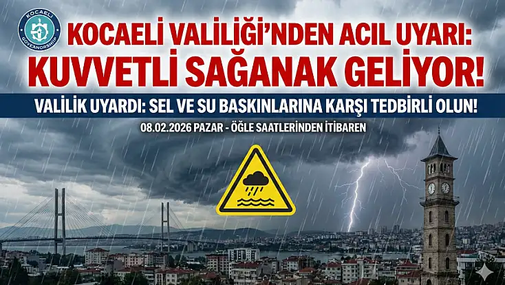 Kocaeli Valiliği'nden Kocaeli geneli içinAcil Uyarı: