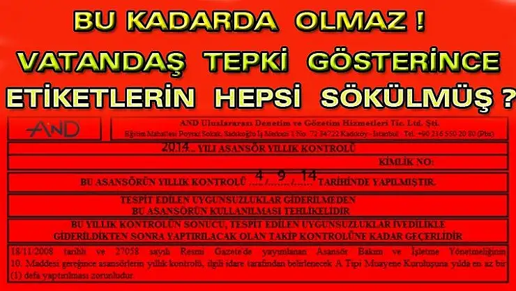 Vatandaş Tepki Gösterince Sitedeki Bütün Etiketleri Sökmüşler