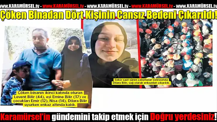 Çöken Binadan Dört Kişinin Cansız Bedeni Çıkarıldı!