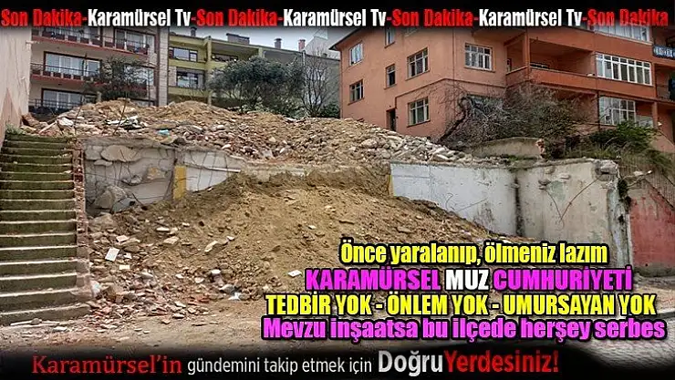 Geçerken çok dikkatli olun! İnşaat sahası tehlike saçıyor!
