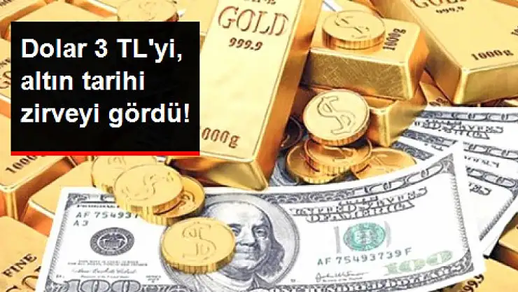 Dolar 3 TL'yi Aştı, Altın Tarihi Zirveyi Gördü